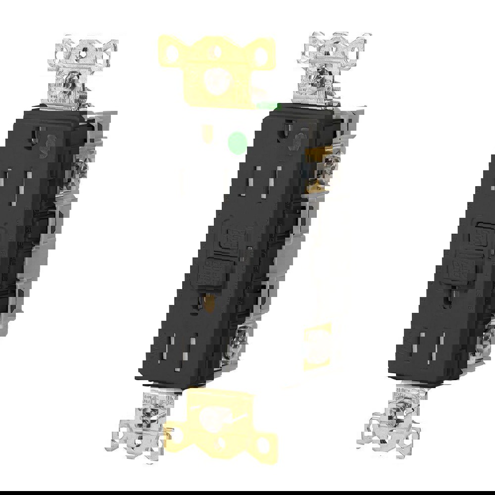 GFCI Receptacles; Grade: Commercial; Hospital ; Receptacle Type: Duplex ; NEMA Configuration: 5-15R ; Amperage: 15 ; Reset Type: Manual ; Wiring Method: Back; Side